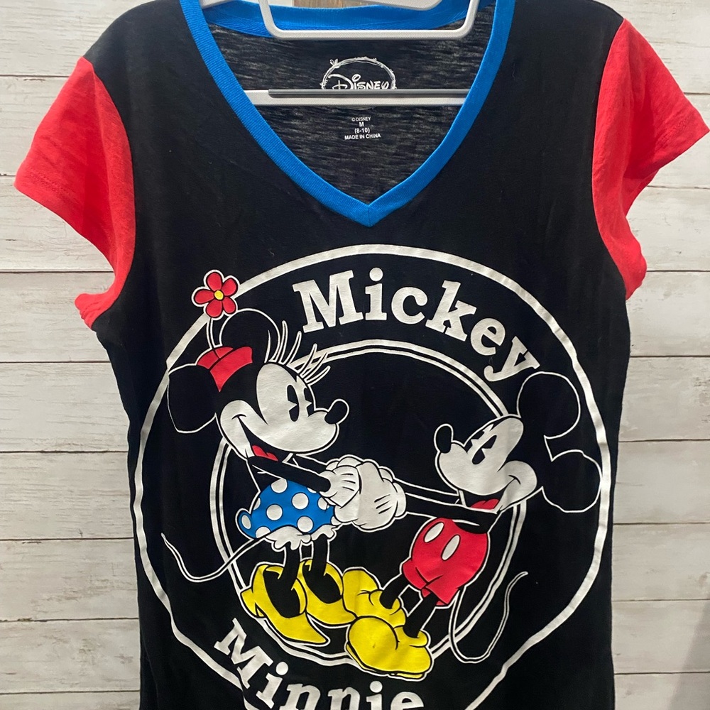 Disney Mickey & Minnie Shirt -‎ Black, Red, Blue NWOT